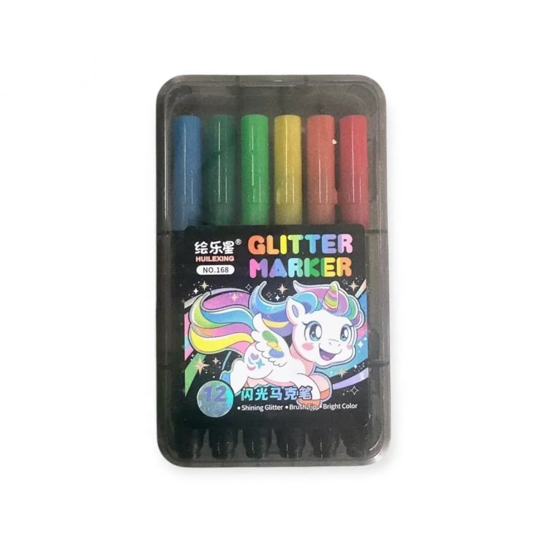 Glitter Marker 12 Pcs Multicolour Solid Watercolour Paints.